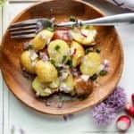 A plate of food, with with a fork