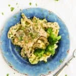 A plate of food with broccoli