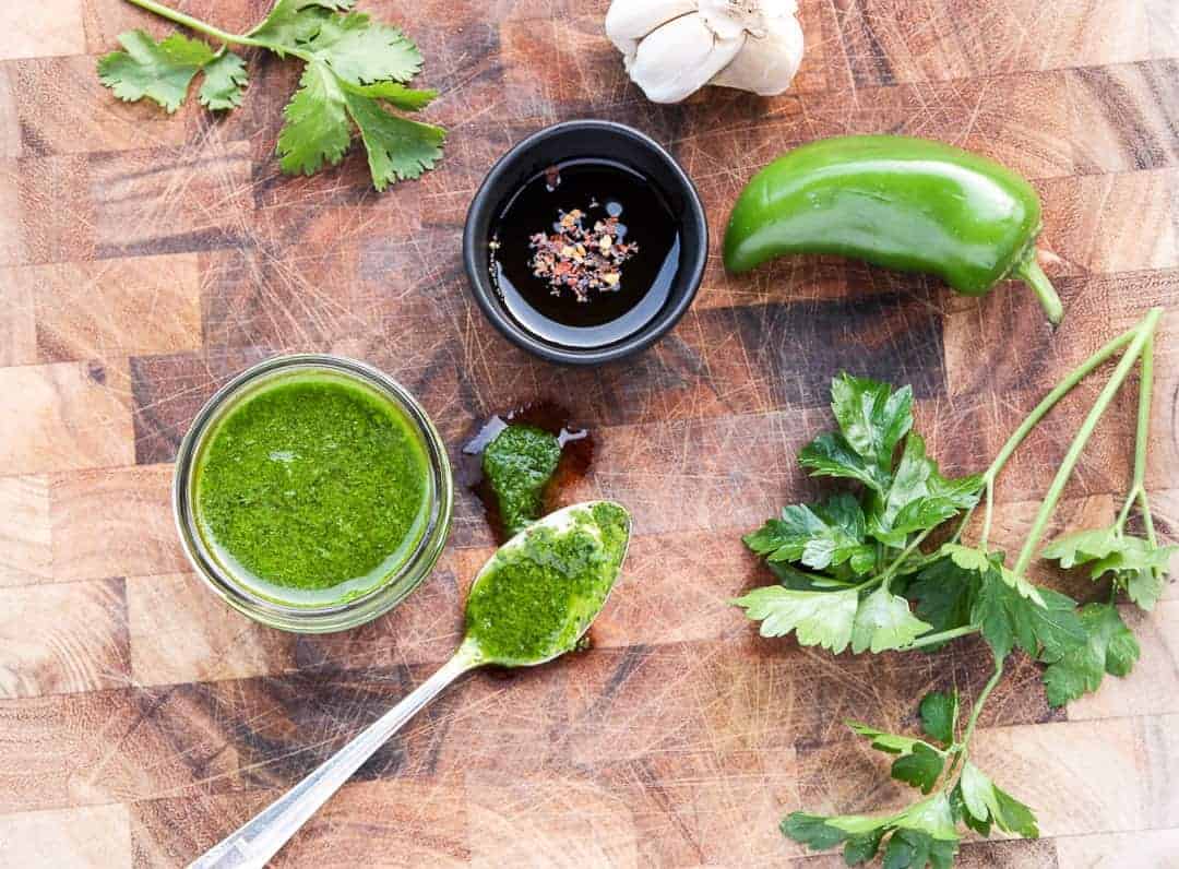 Chimichurri Sauce with Cilantro, Garlic, Jalapeno and Parsley