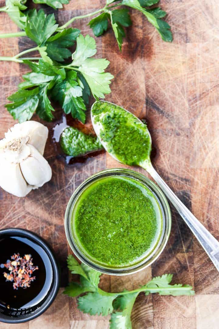 Chimichurri Sauce with Garlic, Parsley and Cilantro