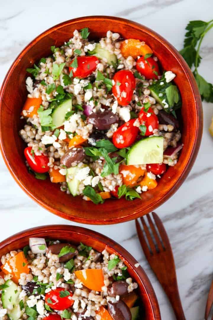 A bowl of salad on a plate