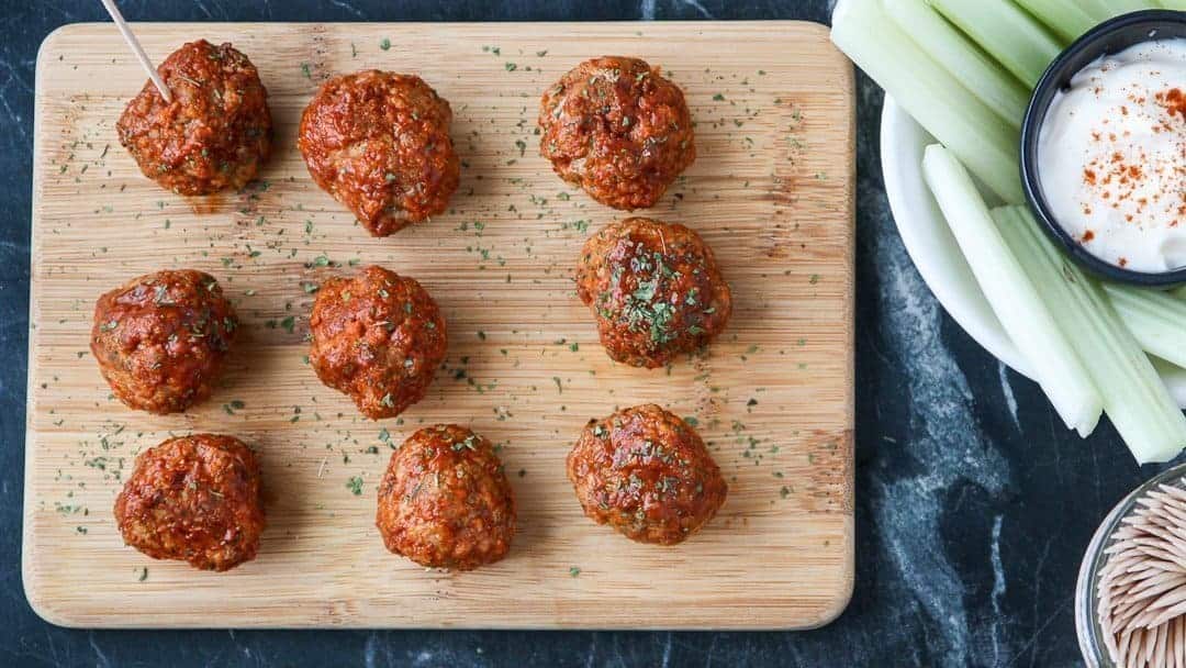 Meatballs on a cutting board