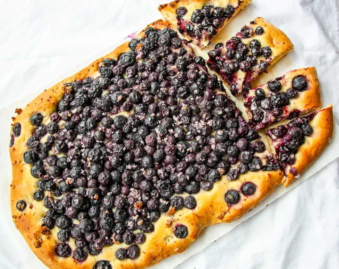 A pie with four slices cut