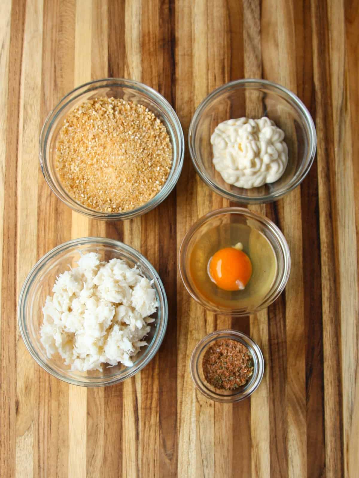 The ingredients for this recipe on a wooden board.