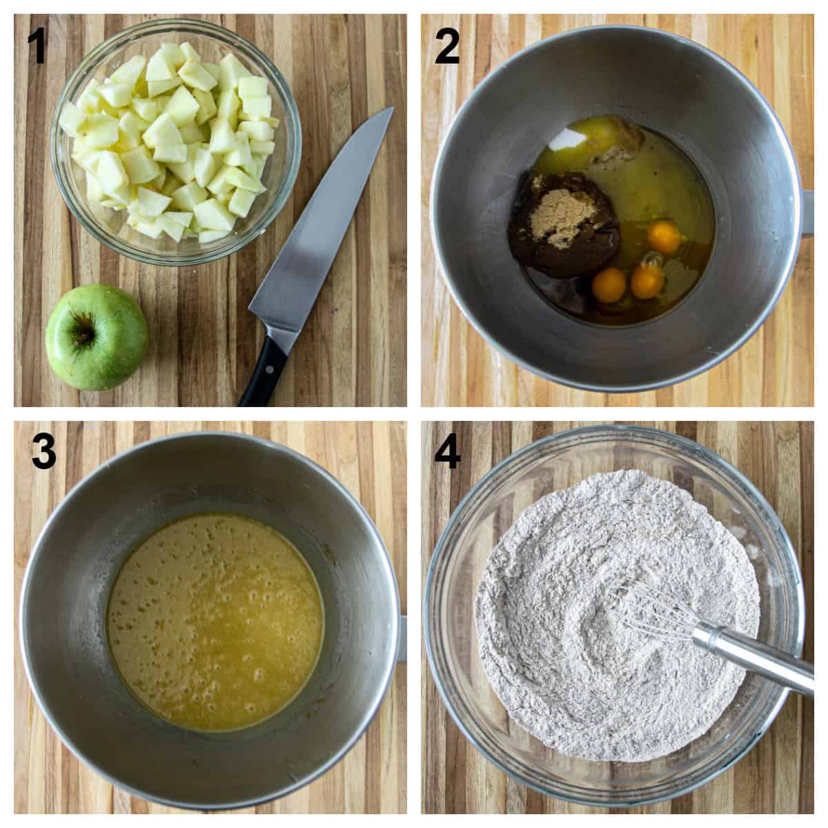 The first for steps showing the recipe process labelled one through four.