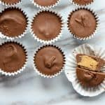 Peanut butter cup sliced in half