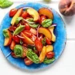 Peach and Tomato Salad with Basil & Red Onion