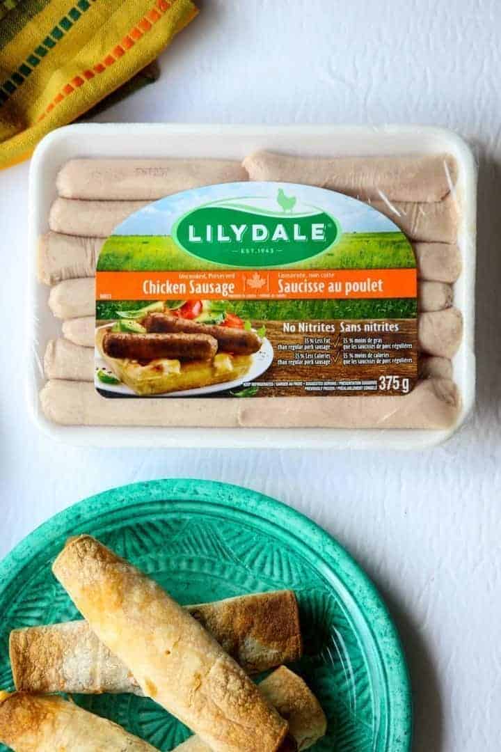 A package of sausage on a table