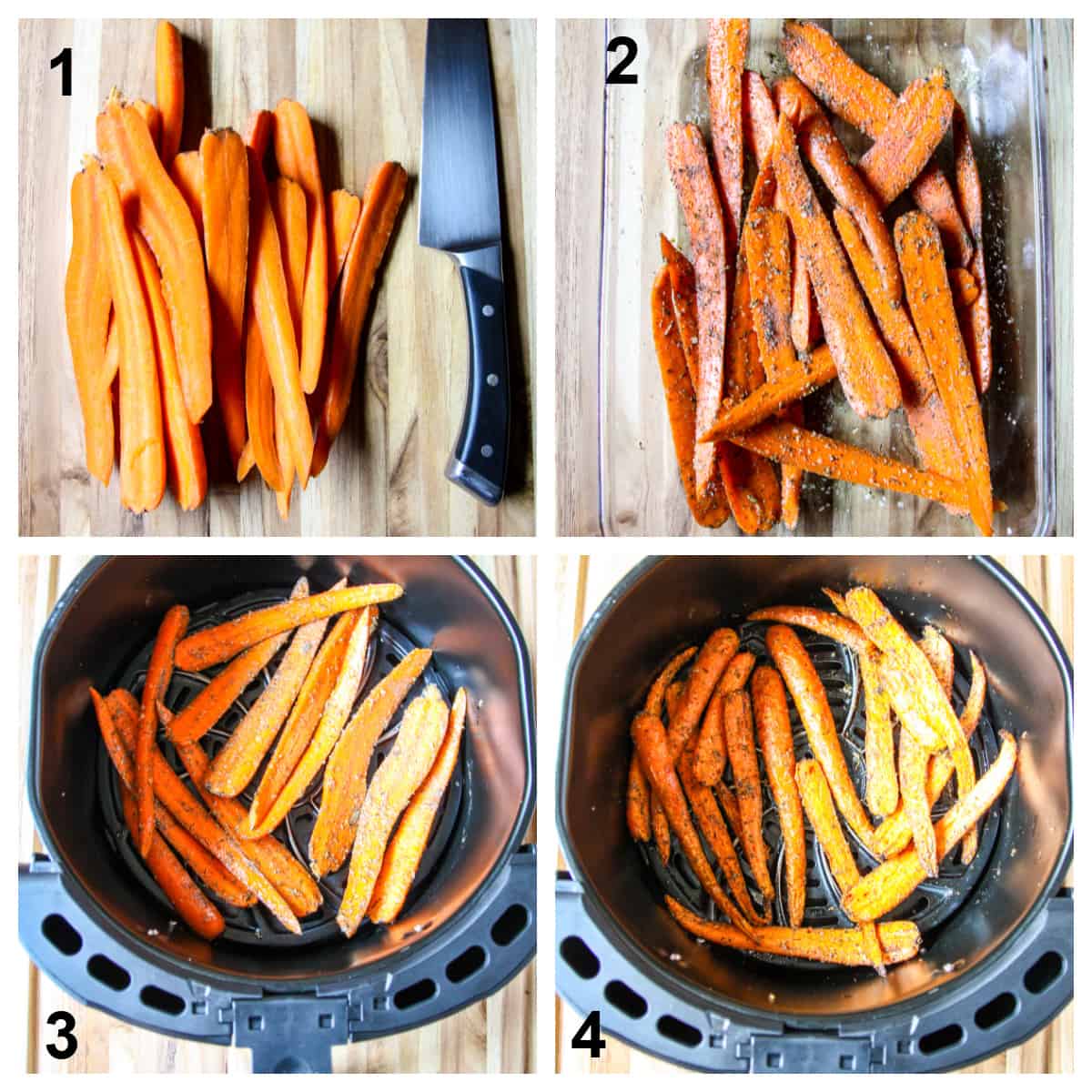 A collage of the 4 steps to making the recipe.