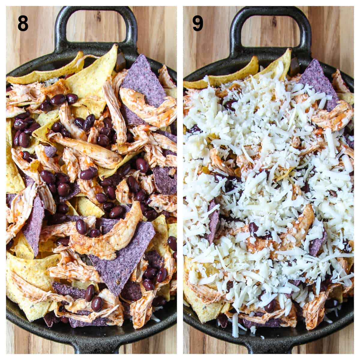 Adding the final two nacho layers.