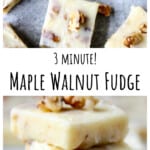 3 maple fudge pieces in a stack.