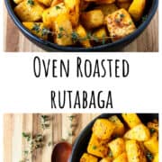 Ready to serve roasted rutabaga.