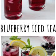 Two glasses of blueberry iced tea.