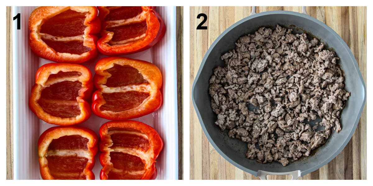 Steps one and two of the recipe process.